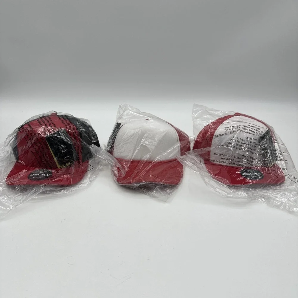 2‎ Decky Original Blank Flat Bill Trucker Cap Mesh Snapback Hat & 1 Chokolid NWT